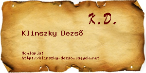 Klinszky Dezső névjegykártya