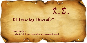 Klinszky Dezső névjegykártya